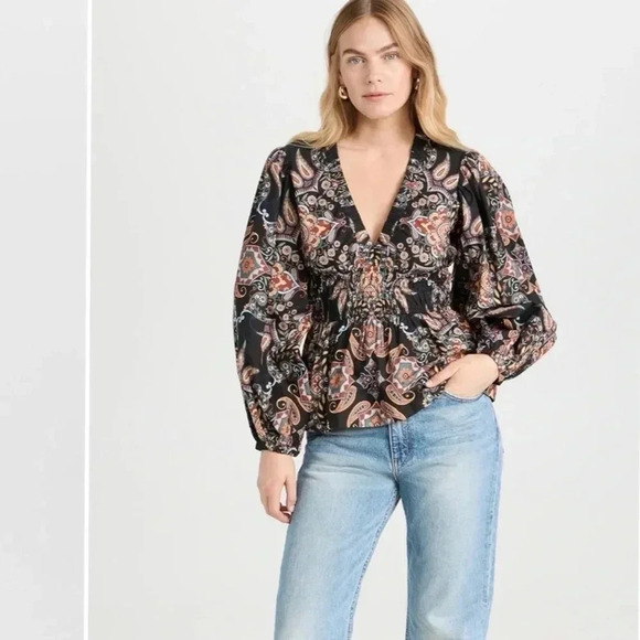 Cara Cara Emmery Boho Floral Poplin Top Size S LIKE NEW - Picture 4 of 6